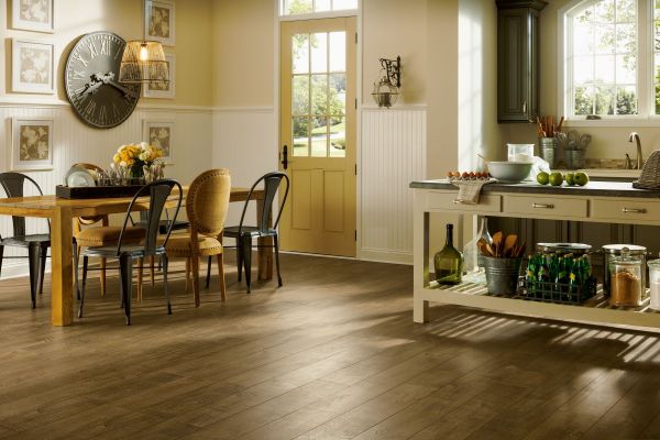light brown laminate floor with satin finish